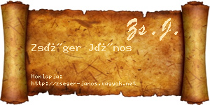 Zséger János névjegykártya